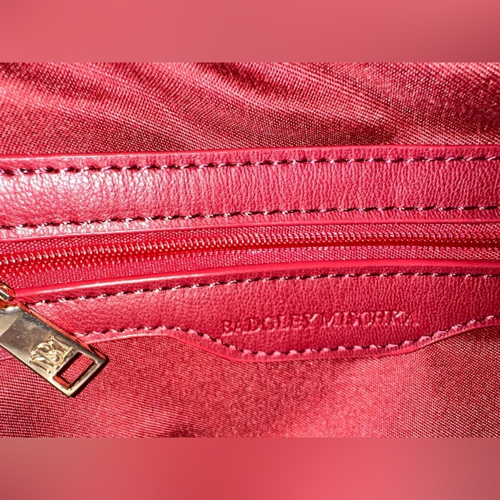 NWT Badgkey Mischka burgundy tote - Picture 12 of 12
